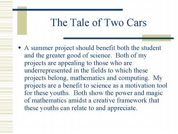 The Tale of Two Cars