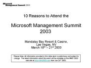 Microsoft Management Summit 2003