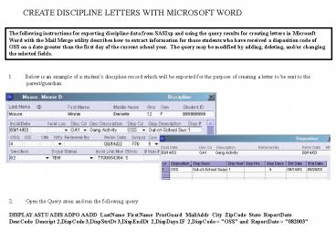 CREATE DISCIPLINE LETTERS WITH MICROSOFT WORD
