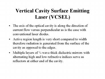 Vertical Cavity Surface Emitting Laser VCSEL