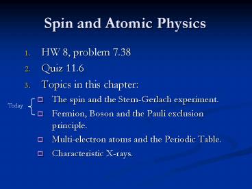 Spin and Atomic Physics