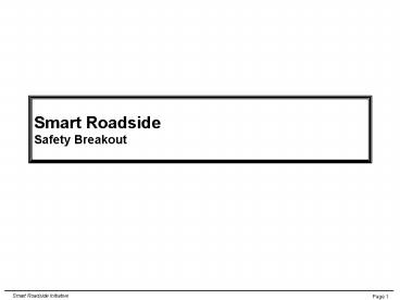 Smart Roadside Safety Breakout
