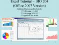 Excel Tutorial BIO 204 Office 2007 Version PowerPoint PPT Presentation