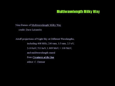 Multiwavelength Milky Way