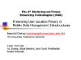 Preserving User Location Privacy in Mobile Data Management Infrastructures PowerPoint PPT Presentation