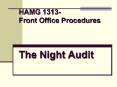 HAMG 1313 Front Office Procedures The Night Audit PowerPoint PPT Presentation