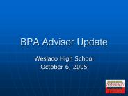 BPA Advisor Update
