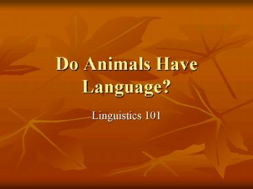 Do Animals Have Language