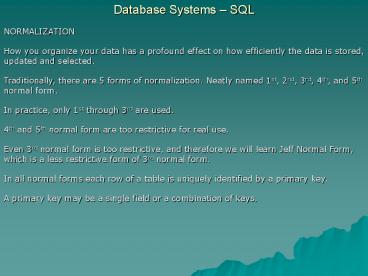 PPT – Database Systems PowerPoint presentation | free to view - id ...