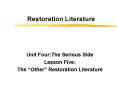 Restoration Literature PowerPoint PPT Presentation