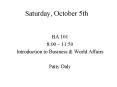 Saturday, October 5th PowerPoint PPT Presentation