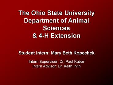 The Ohio State University Department of Animal Sciences