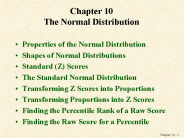 Chapter 10 The Normal Distribution