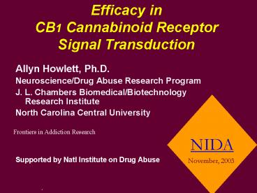 Efficacy in CB1 Cannabinoid Receptor Signal Transduction