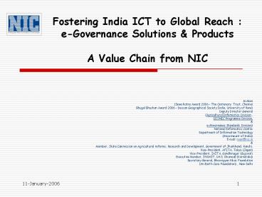 Fostering India ICT to Global Reach : eGovernance Solutions