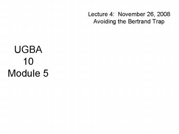 UGBA 10 Module 5