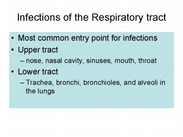 Infections of the Respiratory tract
