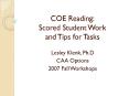 COE Reading: Scored Student Work and Tips for Tasks PowerPoint PPT Presentation