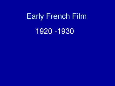 Early French Film
