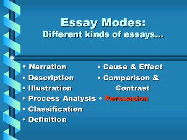 Essay Modes: Different kinds of essays
