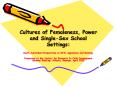 Cultures of Femaleness, Power and SingleSex School Settings: PowerPoint PPT Presentation