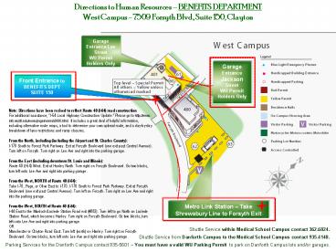 Directions to Human Resources BENEFITS DEPARTMENT