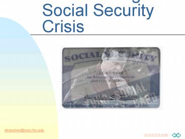 The Looming Social Security Crisis