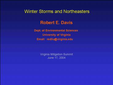 Winter Storms and Northeasters