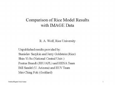 Comparison of Rice Model Results with IMAGE Data