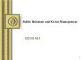 Public Relations and Crisis Management PowerPoint PPT Presentation