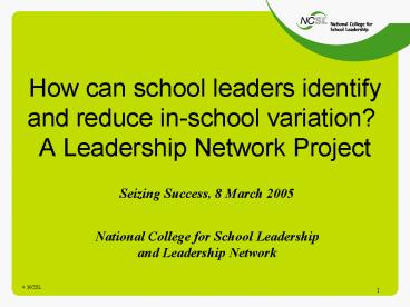 How can school leaders identify and reduce in-school variation?