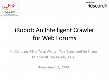 iRobot: An Intelligent Crawler for Web Forums