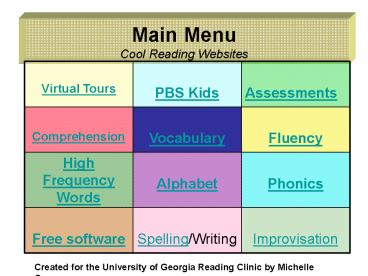 Main Menu Cool Reading Websites