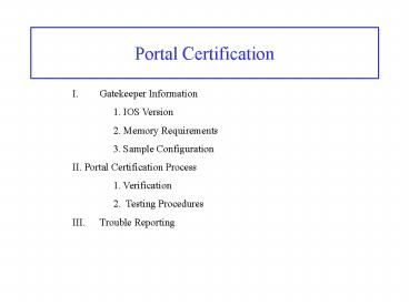 Portal Certification
