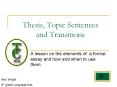 Thesis, Topic Sentences and Transitions PowerPoint PPT Presentation