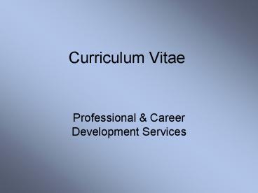 Curriculum Vitae