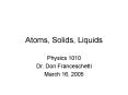 Atoms, Solids, Liquids PowerPoint PPT Presentation