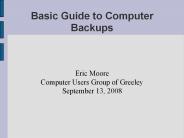 Basic Guide to Computer Backups