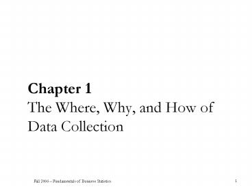 Chapter 1 The Where, Why, and How of Data Collection