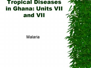 Tropical Diseases in Ghana: Units VII and VII