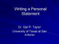 Writing a Personal Statement PowerPoint PPT Presentation