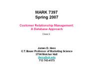 Customer Relationship Management: A Database Approach