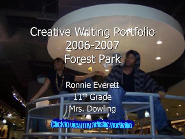 Creative Writing Portfolio 20062007 Forest Park