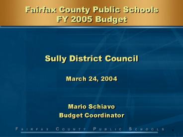 Fairfax County Public Schools FY 2005 Budget