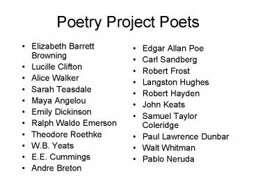 Poetry Project Poets