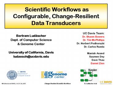 Scientific Workflows as Configurable, ChangeResilient Data Transducers