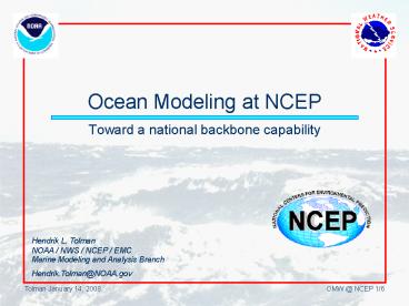 Ocean Modeling at NCEP