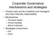 Corporate Governance mechanisms and strategies