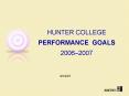 HUNTER COLLEGE PERFORMANCE GOALS 20062007 PowerPoint PPT Presentation