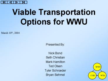 Viable Transportation Options for WWU